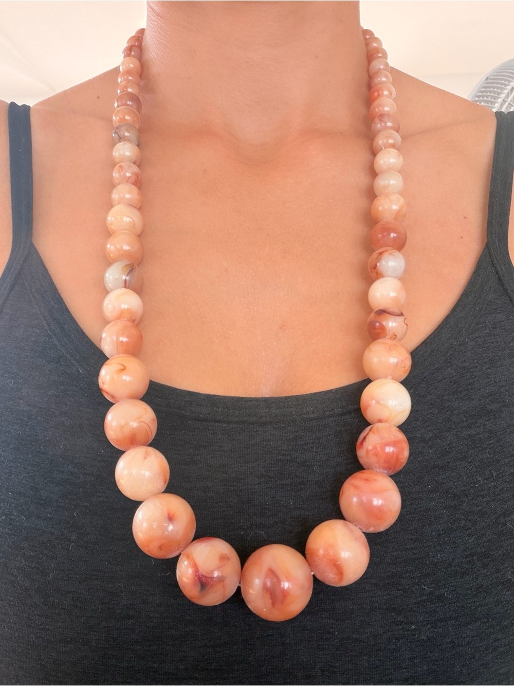 Handcrafted Peach Agate style Bead Necklace - Elegant Women’s Jewelry
